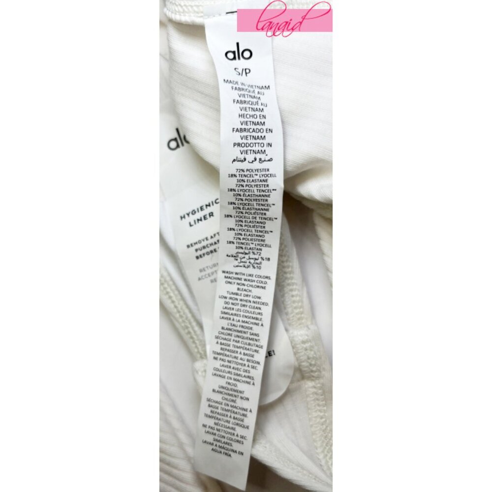 Alo Rise Up Long Sleeve Bodysuit Ivory V-Neck Zip Henley Cream Fitted Stretchy S - Picture 11 of 13